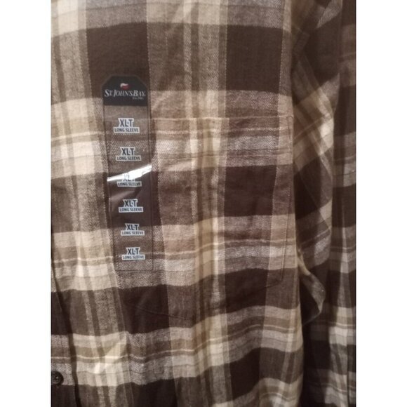 NEW St Johns Bay Flannel Shirt Men XLT Brown Plaid Button Front Long Sleeve NWT - Picture 6 of 10